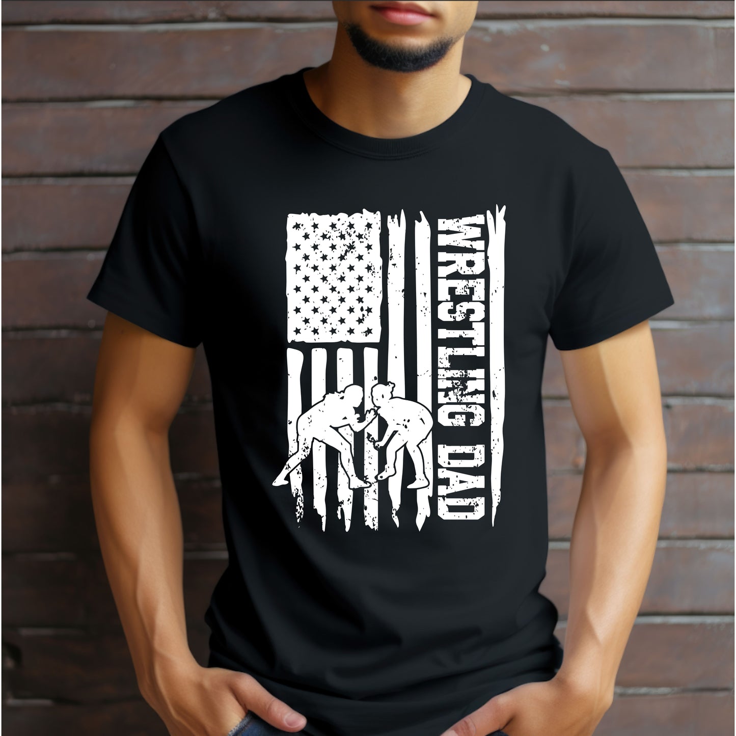 WRESTLING DAD FLAG T-SHIRT
