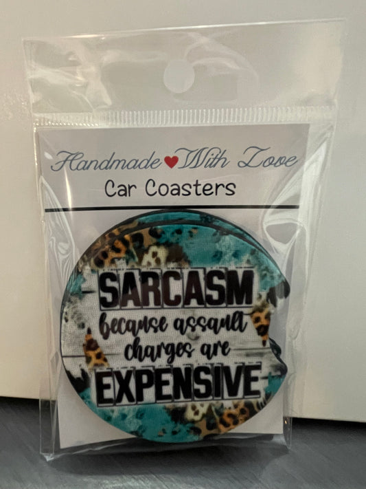 Car Coasters Sarcasm Because Assault Charges Are Expensive