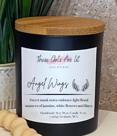 8 oz Glass Angel Wings Candle