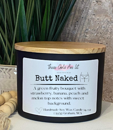 14 oz Glass Butt Naked Candle