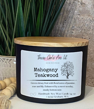 14 oz Glass Mahogany Teakwood Candle