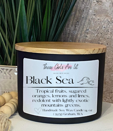 14 oz Glass Black Sea Candle