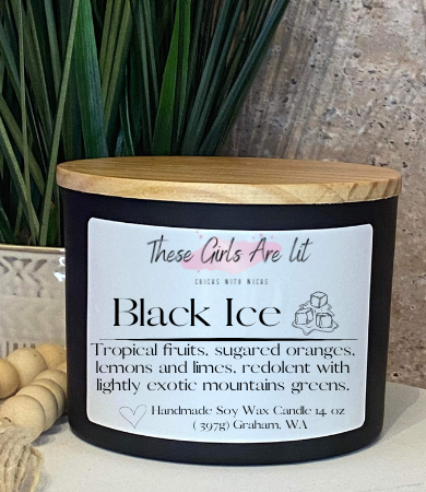 14 oz Glass Black Ice Candle