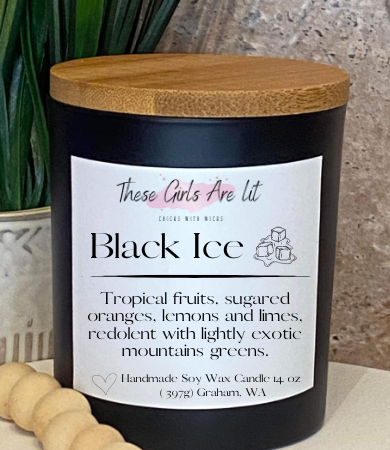 8 oz Glass Black Ice Candle