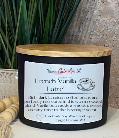 14 oz Glass French Vanilla Latte' Candle