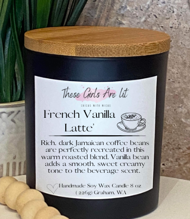 8 oz Glass French Vanilla Latte' Candle