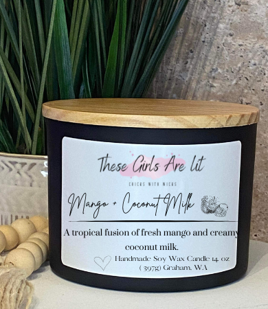 14 oz Glass Mango Coconut Milk Candle