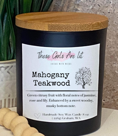 8 oz Glass Mahogany Teakwood Candle