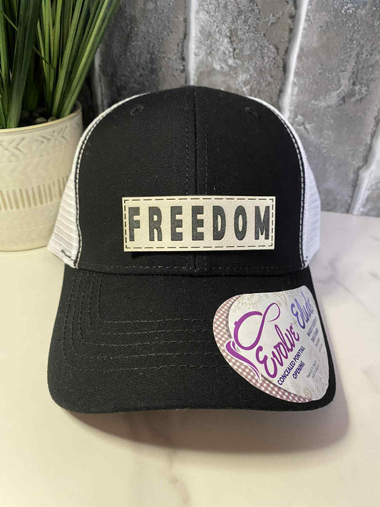 Freedom Ponytail Leather Patch Hat