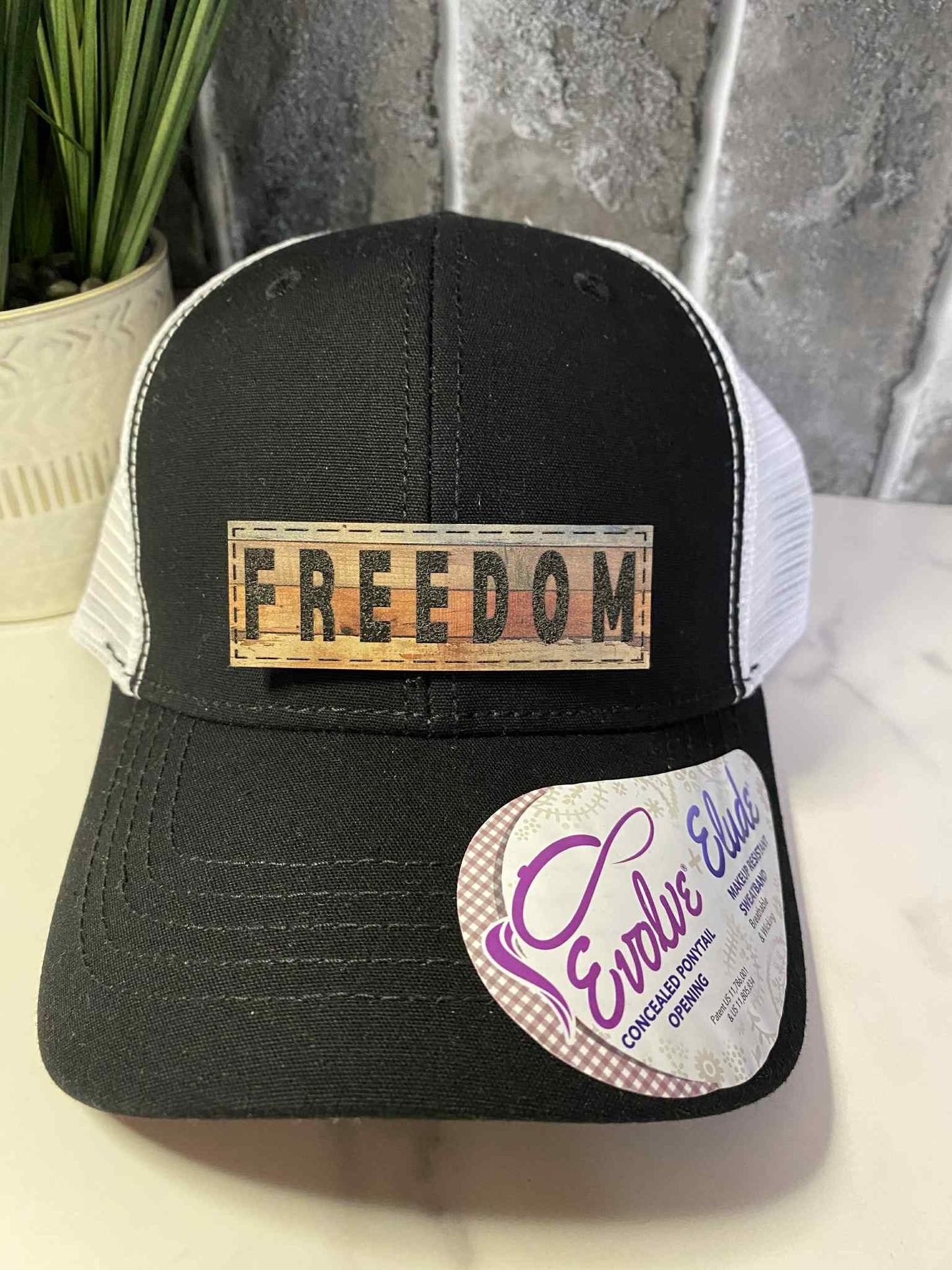 Freedom Ponytail Leather Patch Hat