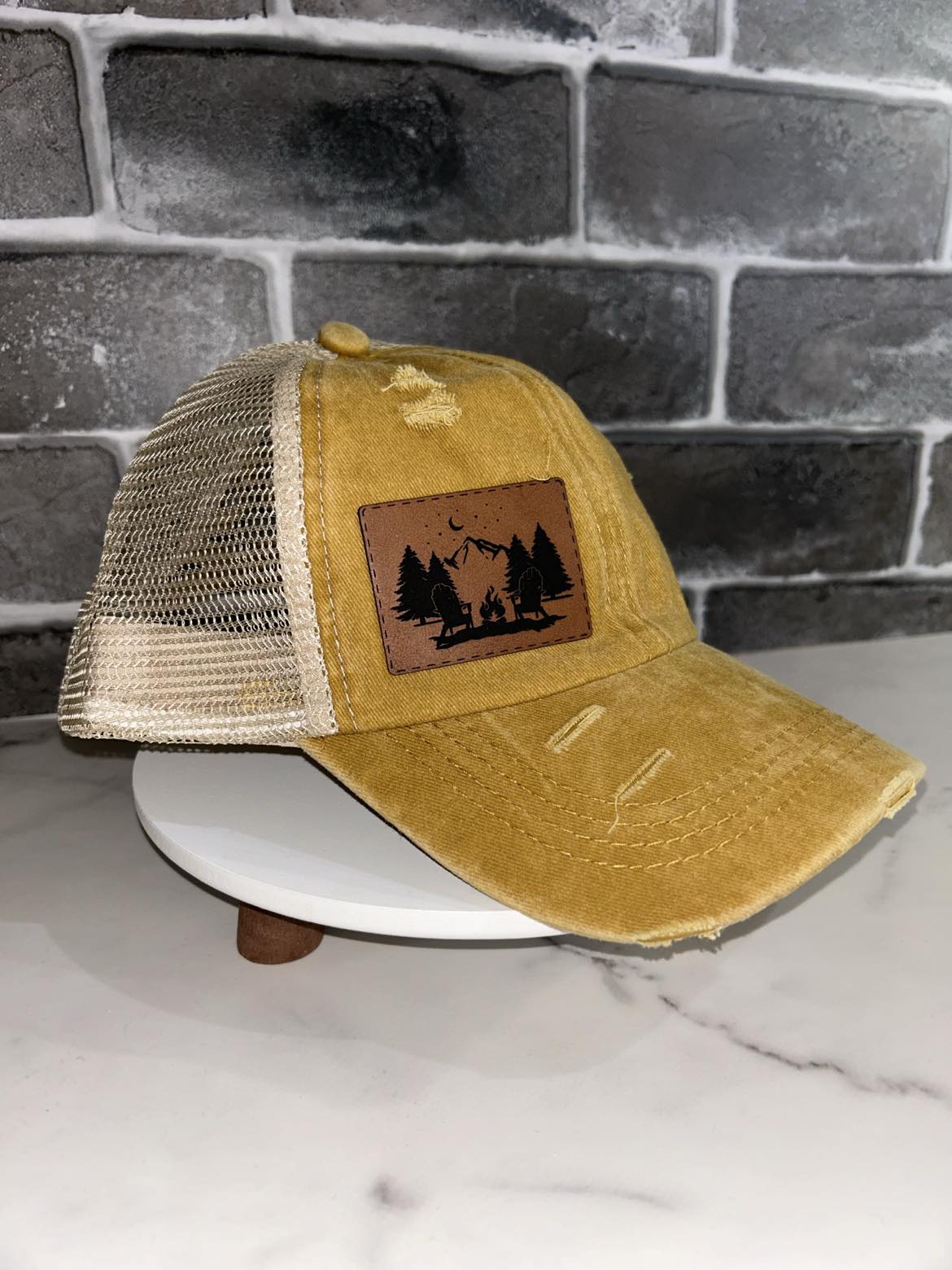 Camping Yellow Ponytail Hat