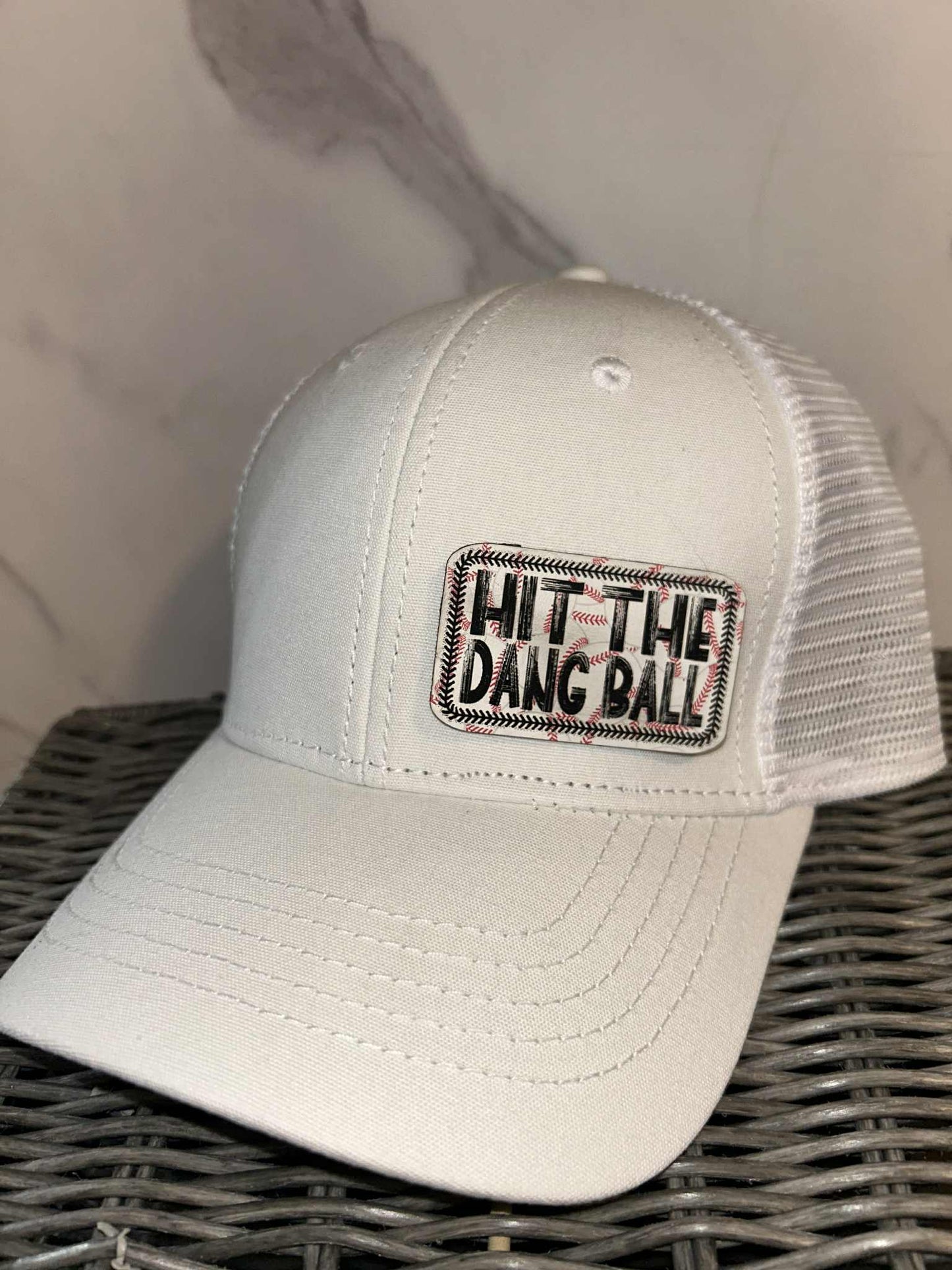 White Adjustable Ponytail Hat