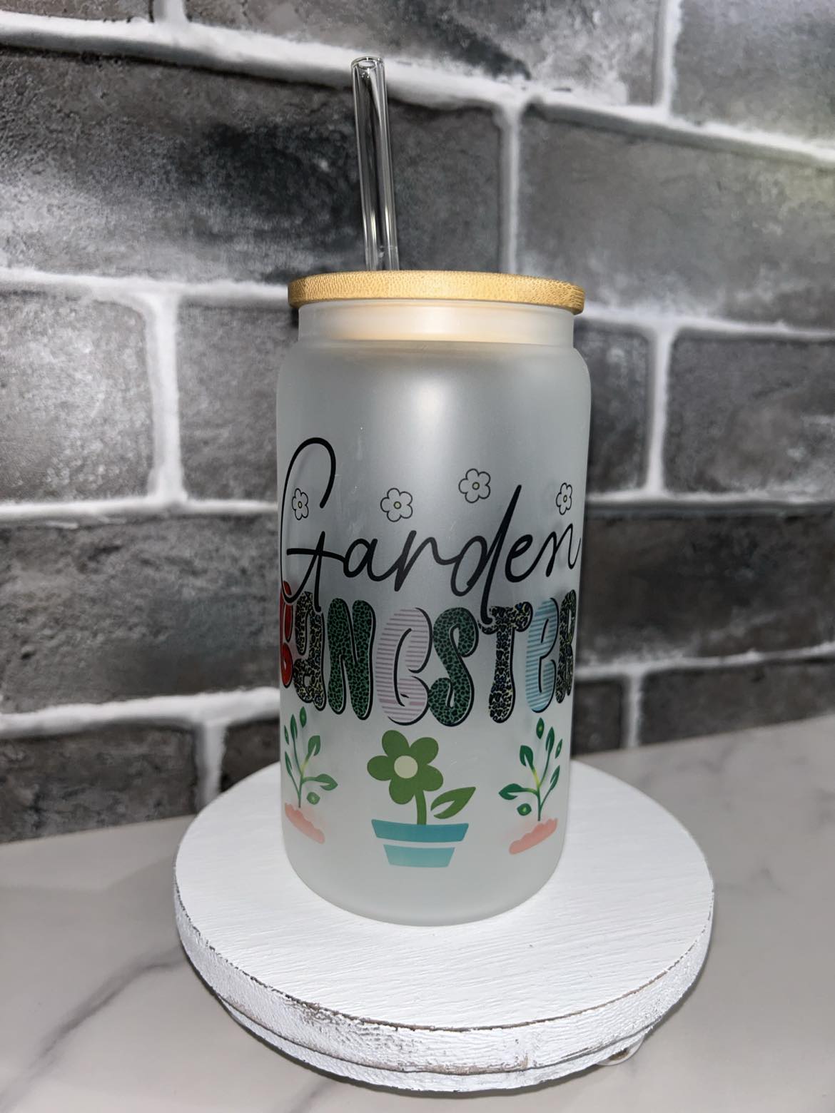 16 oz Garden Gangster Glass Tumbler Frosted