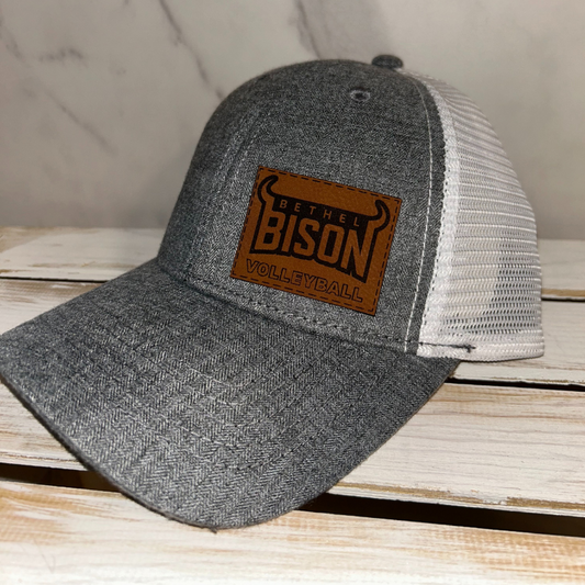 Gray & White Ponytail Patch Hat