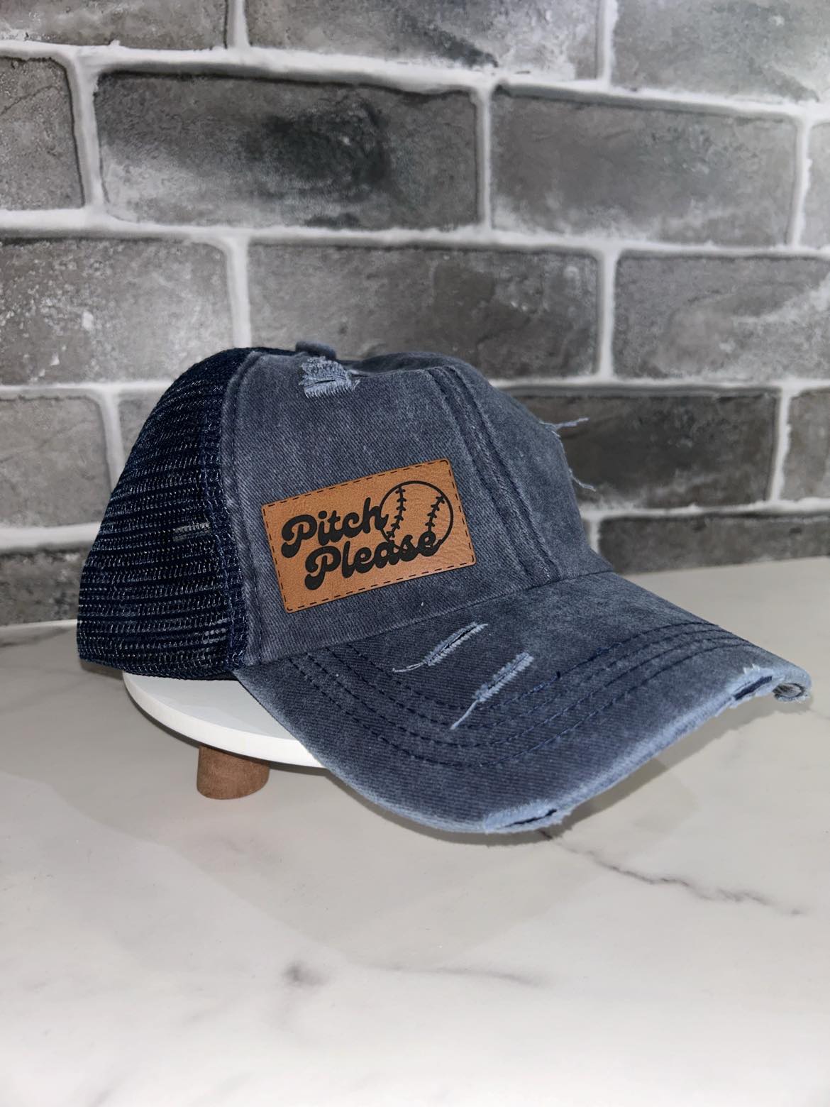 Pitch Please Navy Ponytail Hat