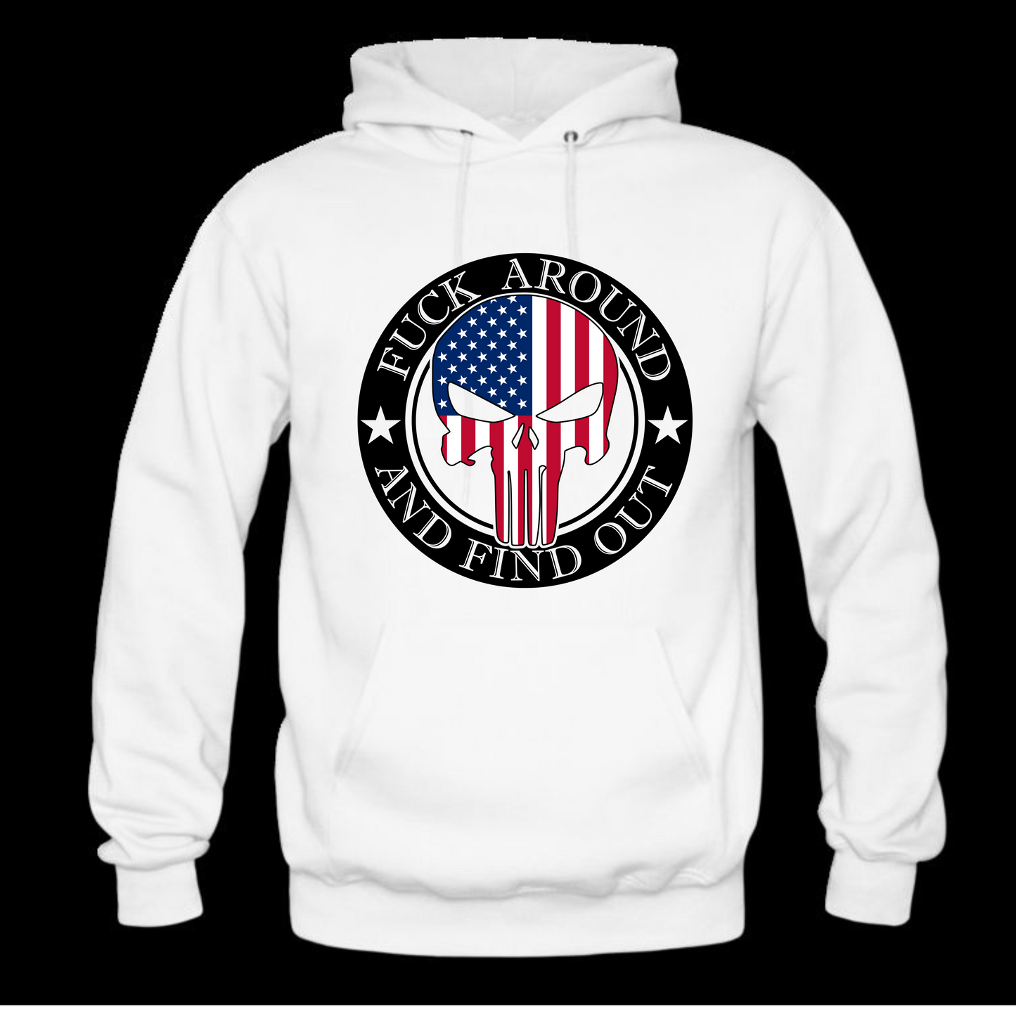 Red, White, and Blue Punisher, FAFO Long Sleeve Hooded Sweatshirt