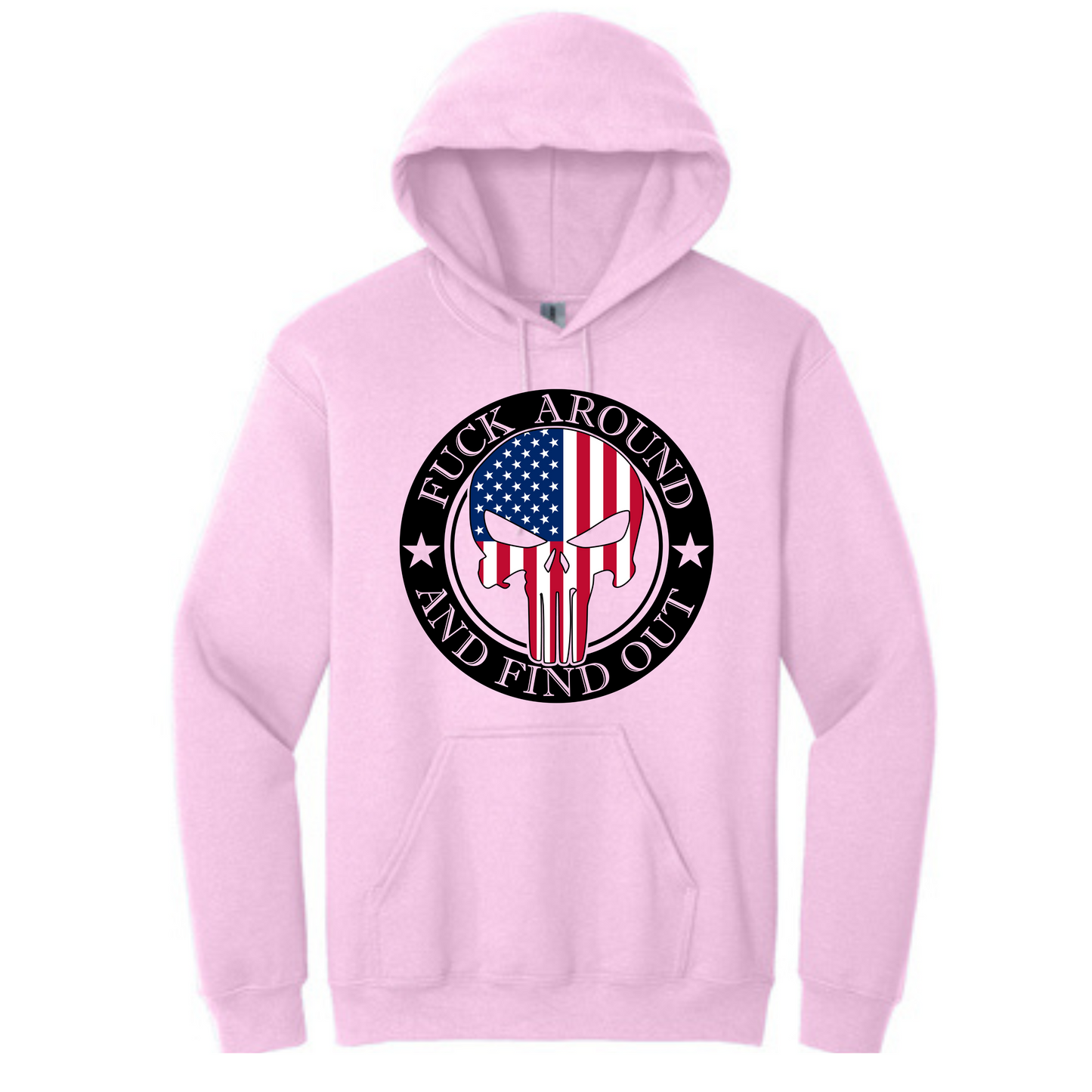 Red, White, and Blue Punisher, FAFO Long Sleeve Hooded Sweatshirt