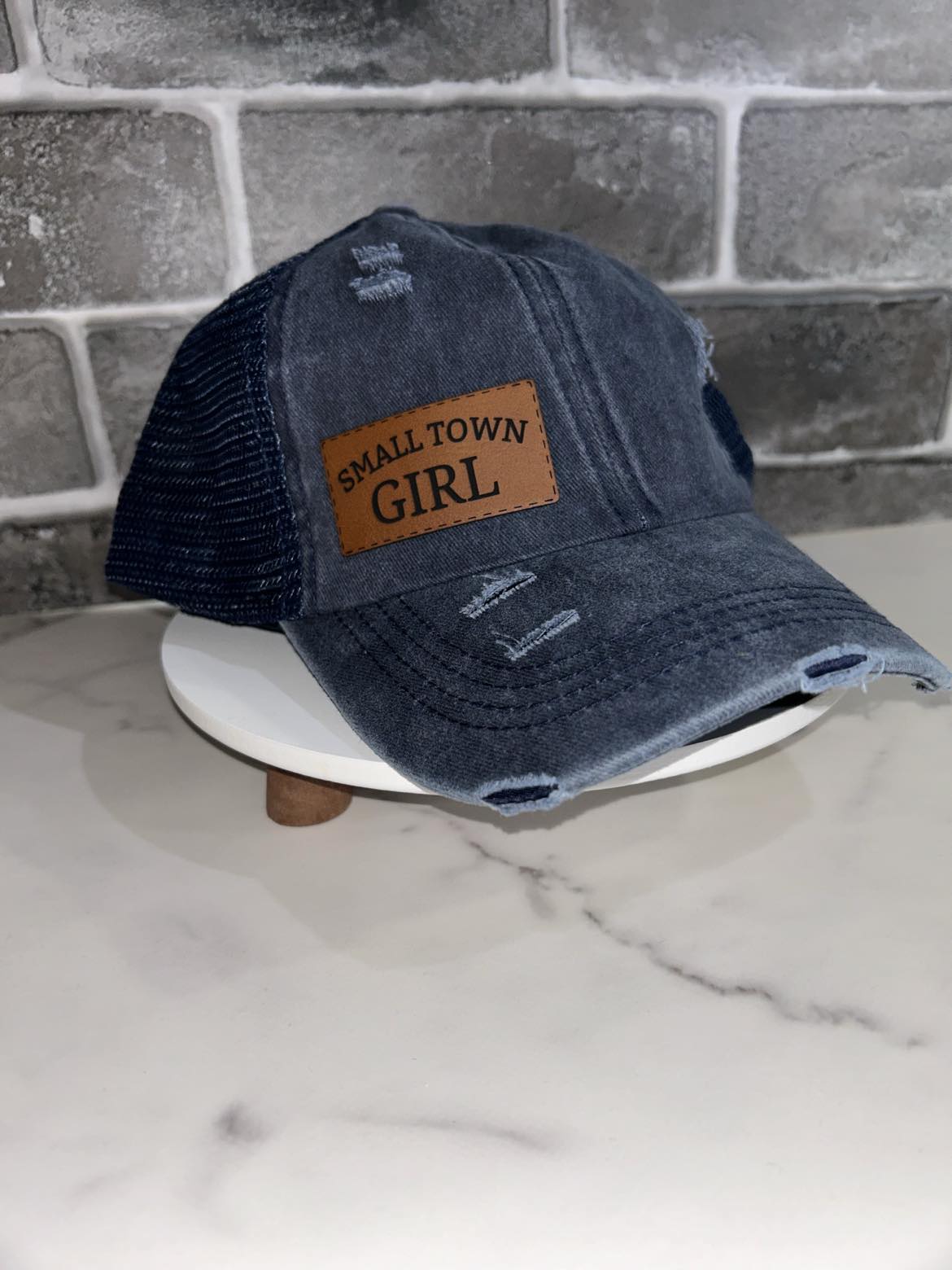 Small Town Girl Navy Ponytail Hat