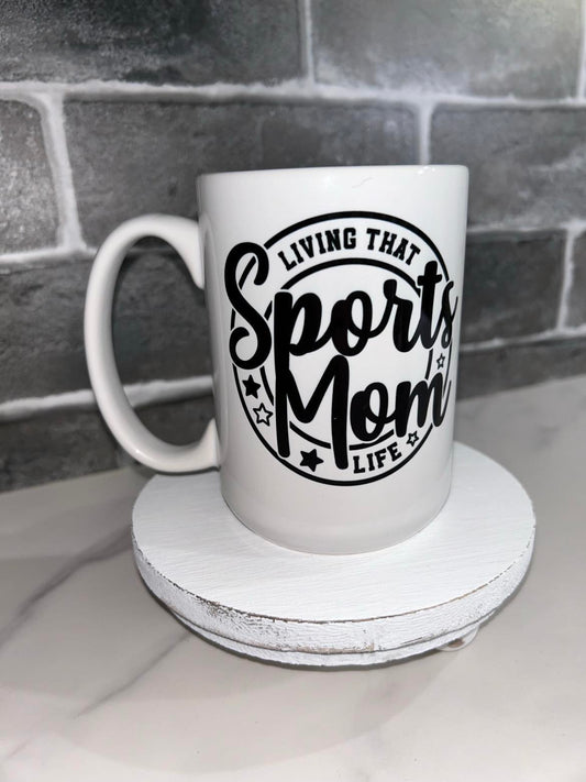 15 oz Living That Sports Mom Life Ceramic Mug