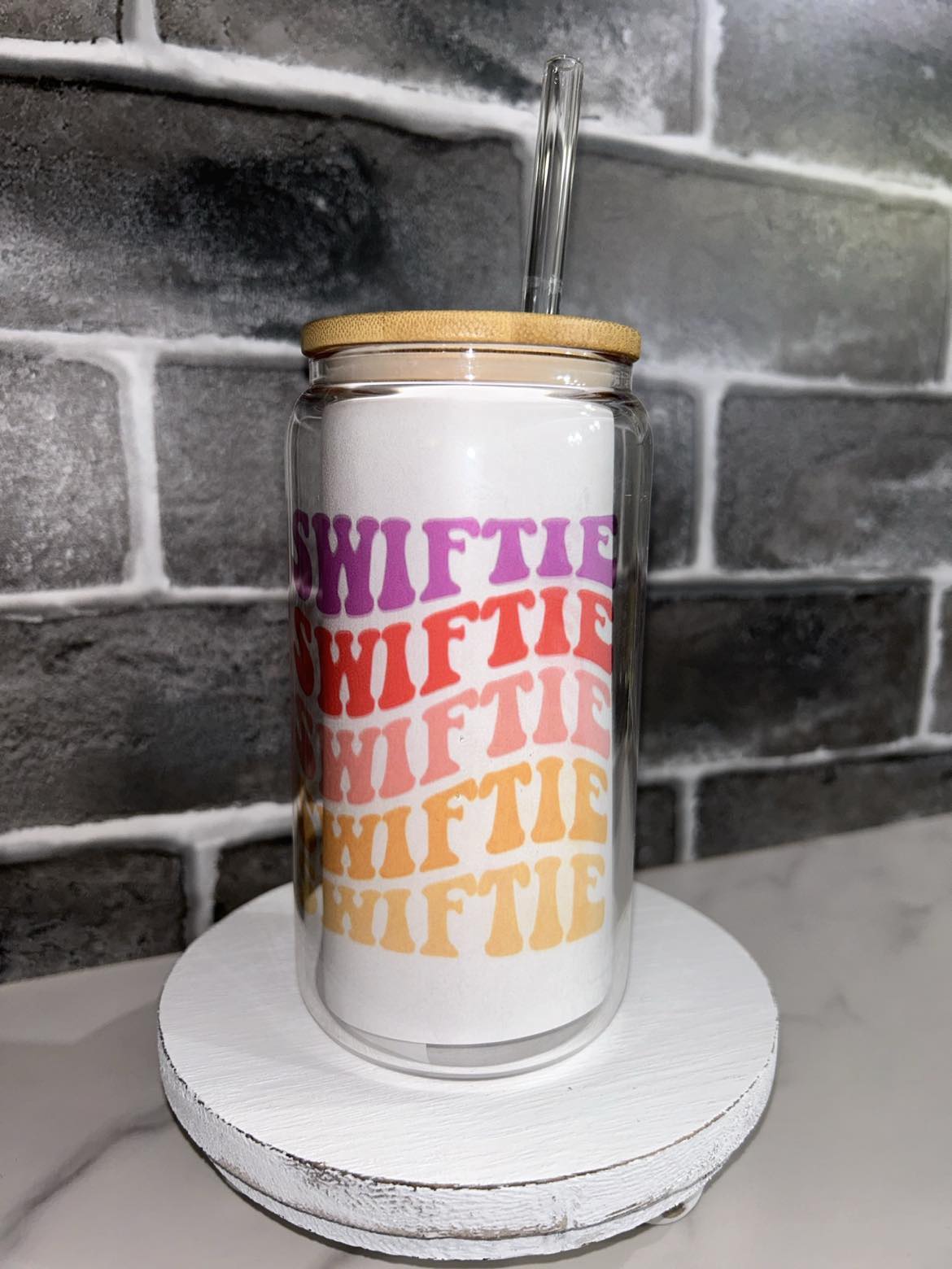 16 oz Colorful Swiftie Glass Tumbler